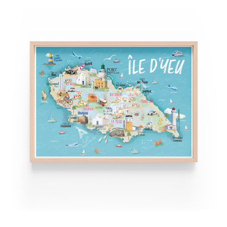 Affiche Île d'Yeu - Carte illustrée de l'Île d'Yeu