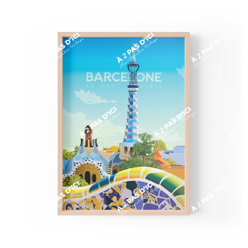 Affiche - Espagne - Barcelone - Le Parc Guell