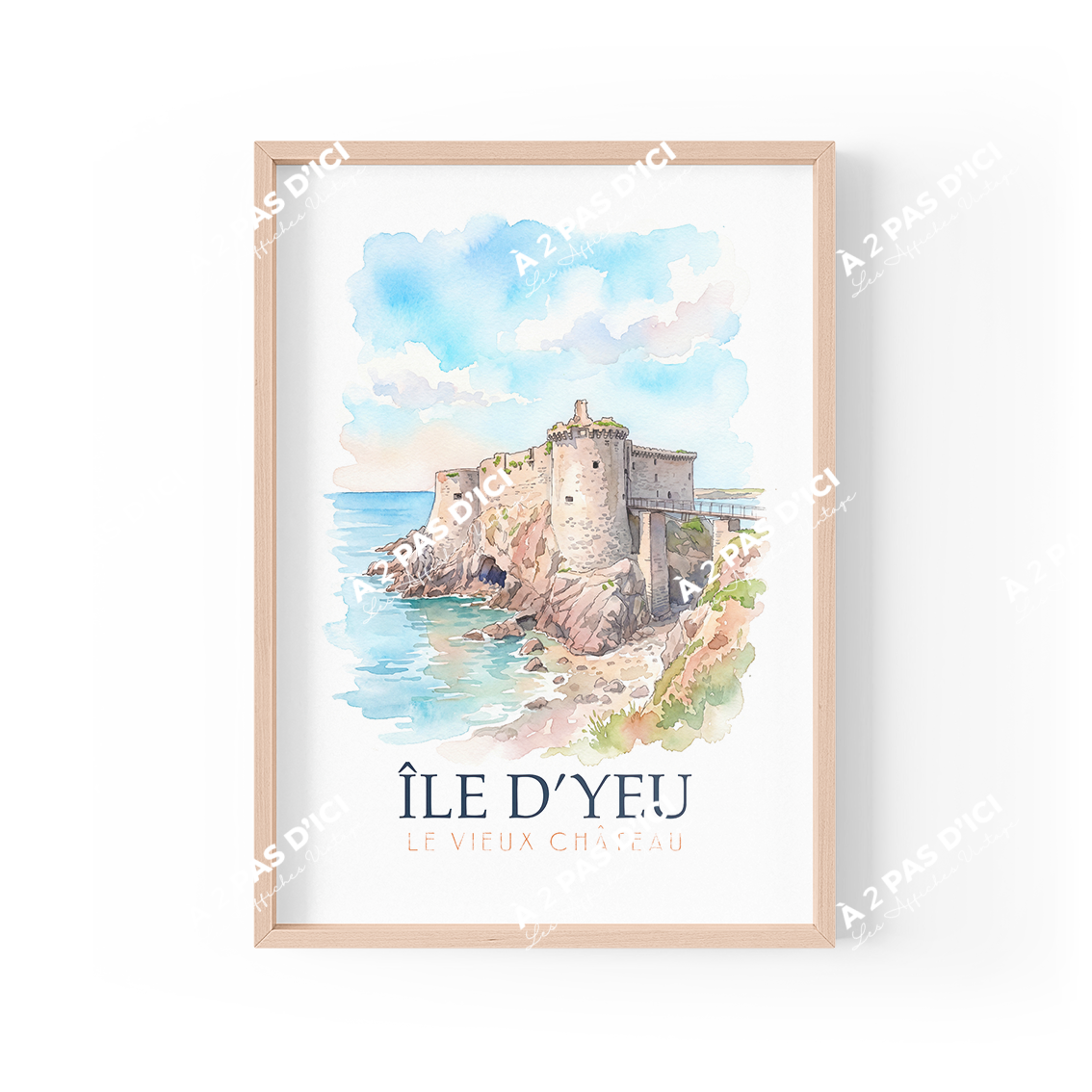 Affiche - Ile d'Yeu - Vieux Château - aquarelle
