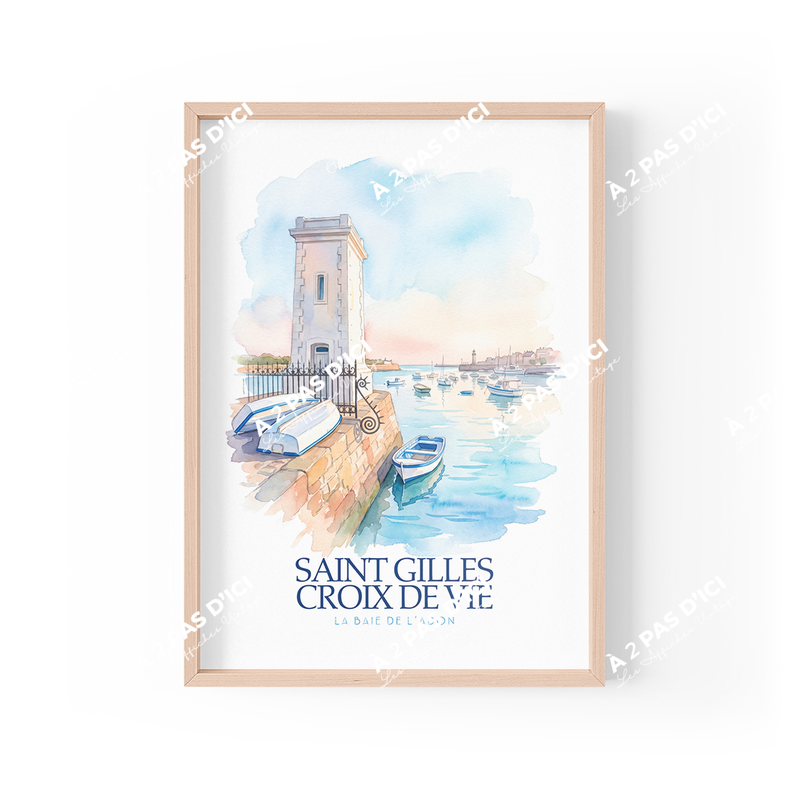 Affiche - Saint-Gilles-Croix-de-Vie - Baie de l'adon - aquarelle