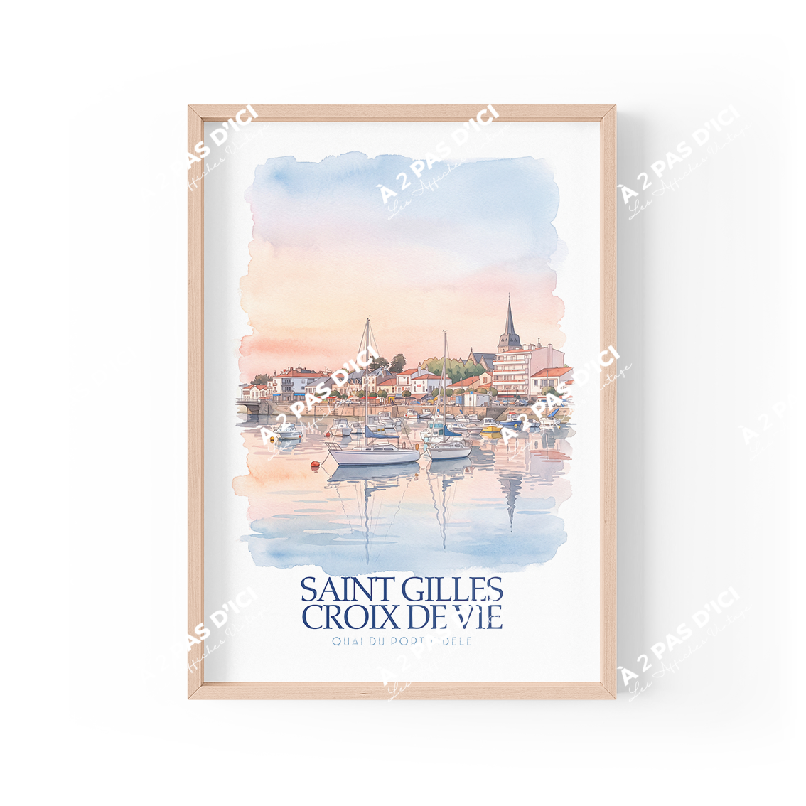 Affiche - Saint-Gilles-Croix-de-Vie - Quai du port fidele - aquarelle