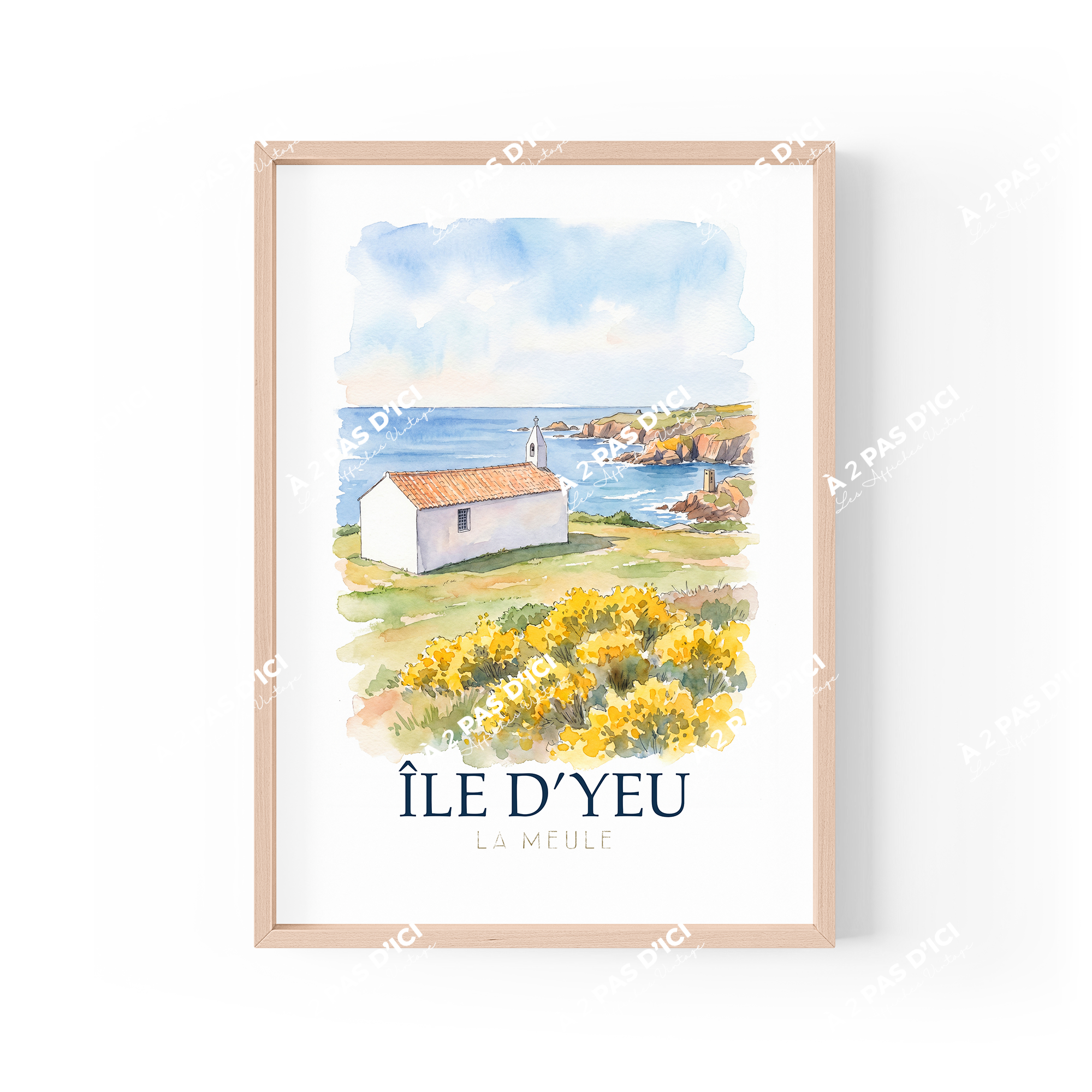 Carte postale - Ile d'Yeu - Chapelle de la Meule - aquarelle