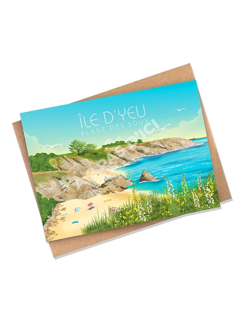 Carte postale - Ile d'Yeu - La plage des soux