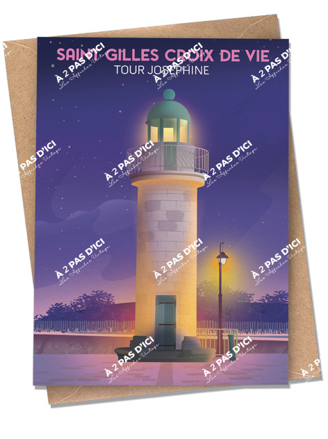 Carte postale - Saint-Gilles-Croix-de-Vie - La Tour Joséphine - By Night