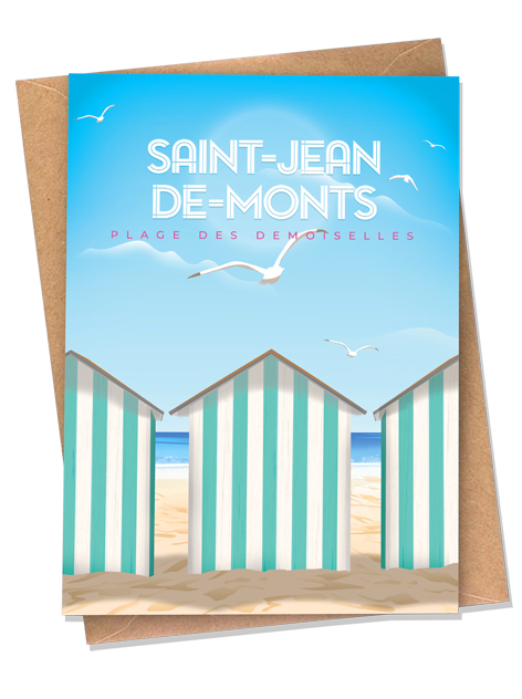 Carte postale - Saint-Jean-de-Monts - Cabines de plage