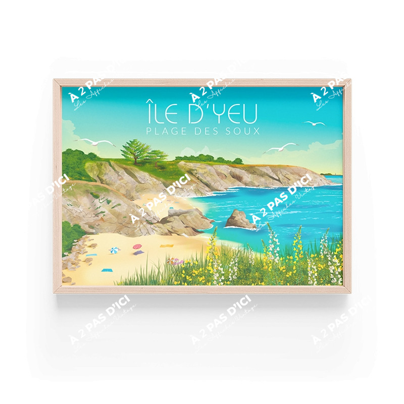 Affiche - Ile d'Yeu - La Plage des Soux