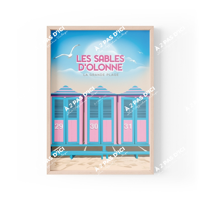 Affiche - Les Sables d'Olonne - Cabines de Plage