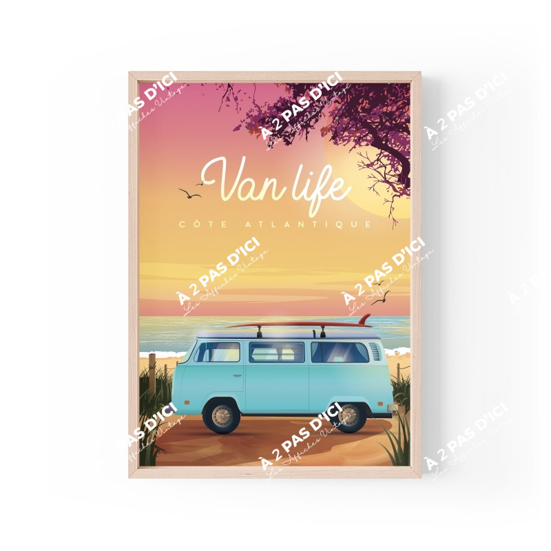 Affiche - Van life - Côte Atlantique
