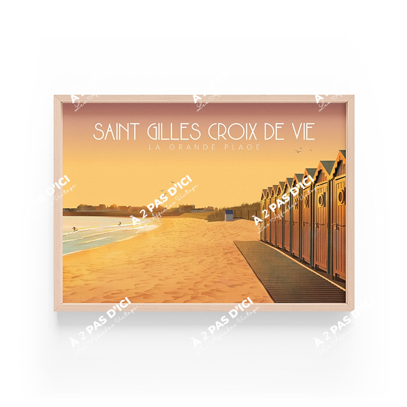 Affiche - Saint-Gilles-Croix-de-Vie - La Grande Plage