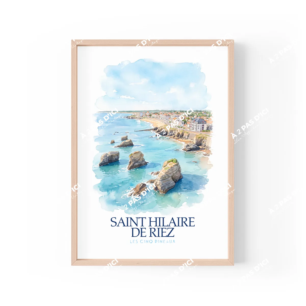 Affiche - Saint-Hilaire-de-Riez - 5 pineaux - aquarelle