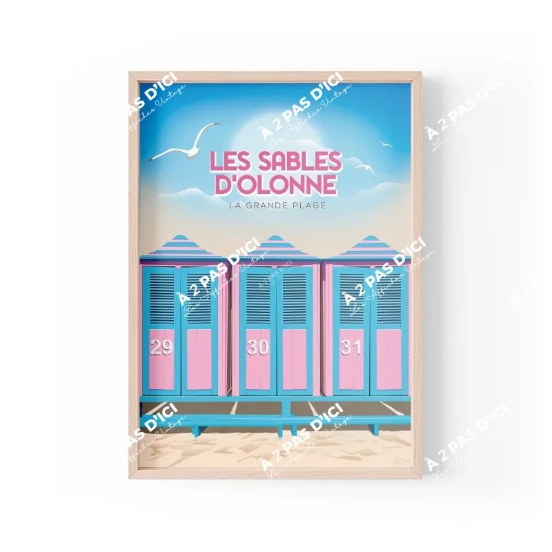 Affiche - Les Sables d'Olonne - Cabines de Plage