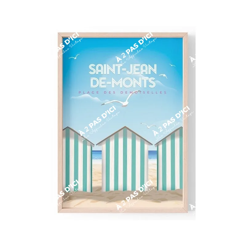 Affiche - Saint-Jean-de-Monts - Cabines de Plage