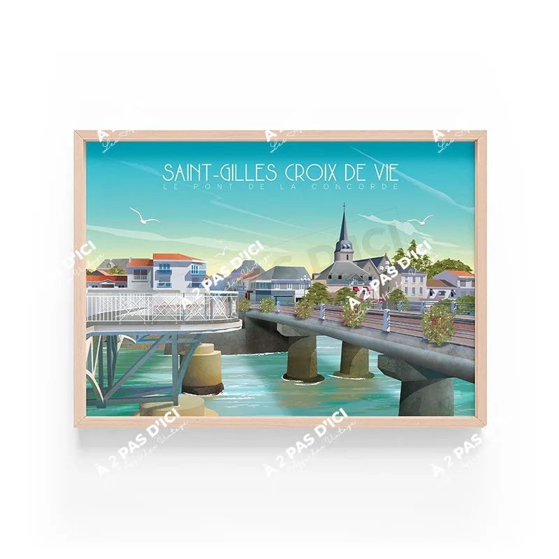 Affiche - Saint-Gilles-Croix-de-Vie - Le pont de la concorde