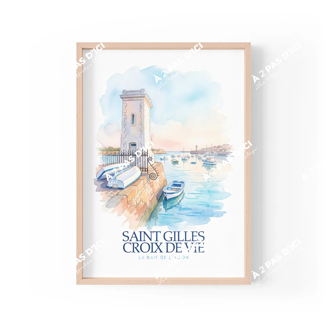 Affiche - Saint-Gilles-Croix-de-Vie - Baie de l'adon - aquarelle