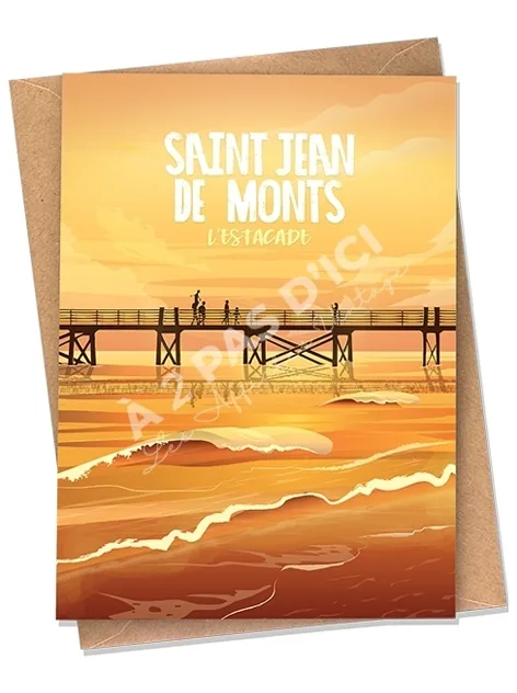 Carte postale - Saint-Jean-de-Monts - Estacade - Famille - Carte postal